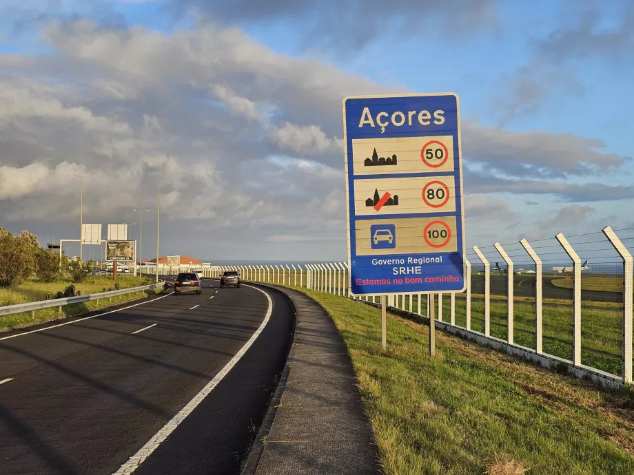 Car rental - sign after leaving Ponta Delgada airport