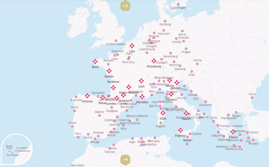 Карта напрямків Volotea